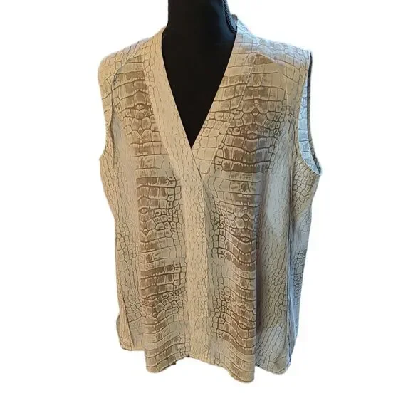 Cynthia Rowley Snake Skin Print Sleeveless Blouse Tank Large - Picture 2 of 5